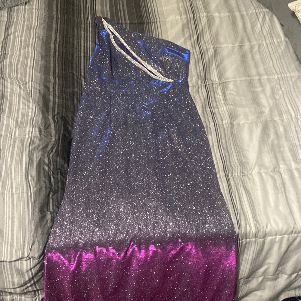 One shoulder sparklingly purple dress size large